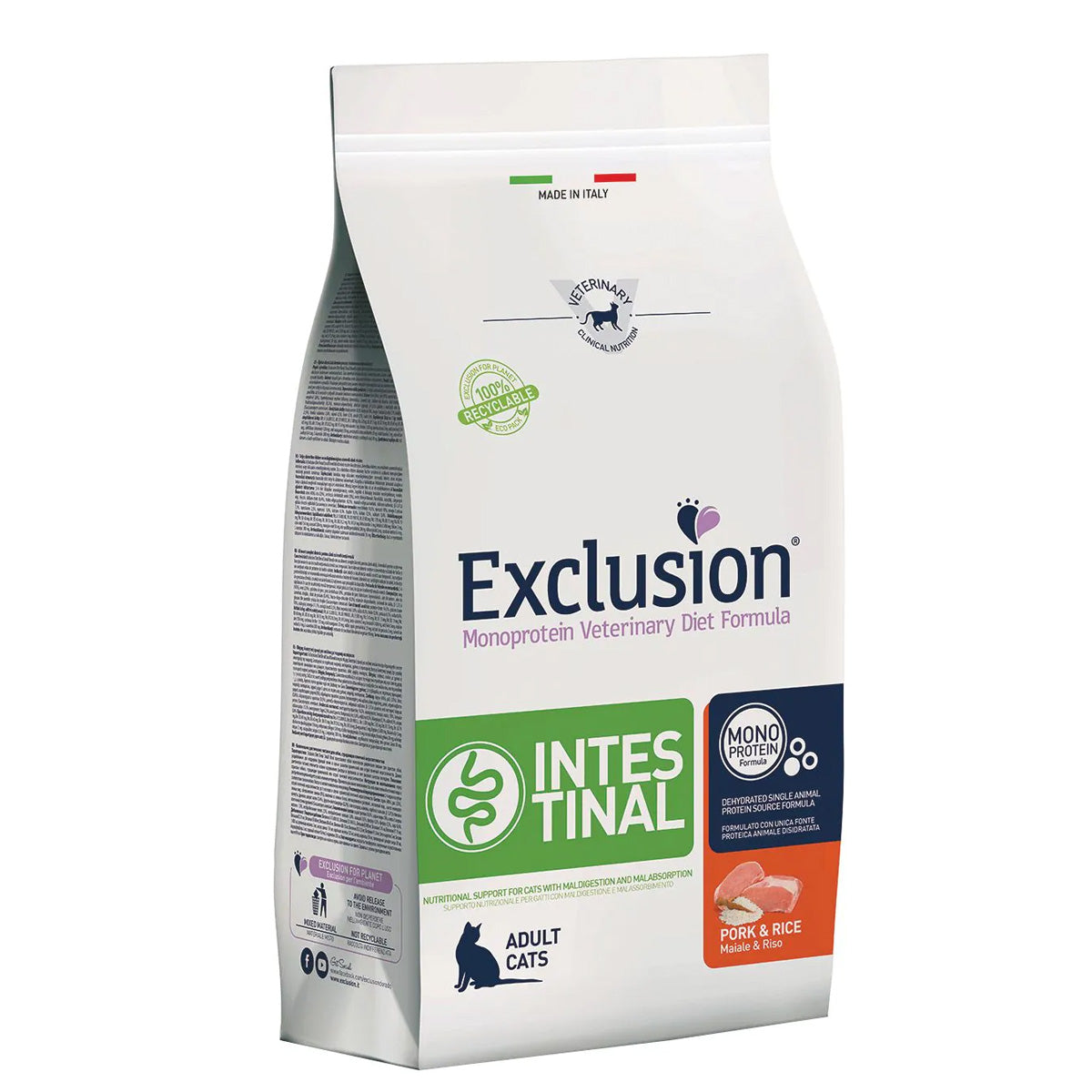Mangime secco vet intestinal per gatti adulti monoproteico Exclusion, 1,5 kg