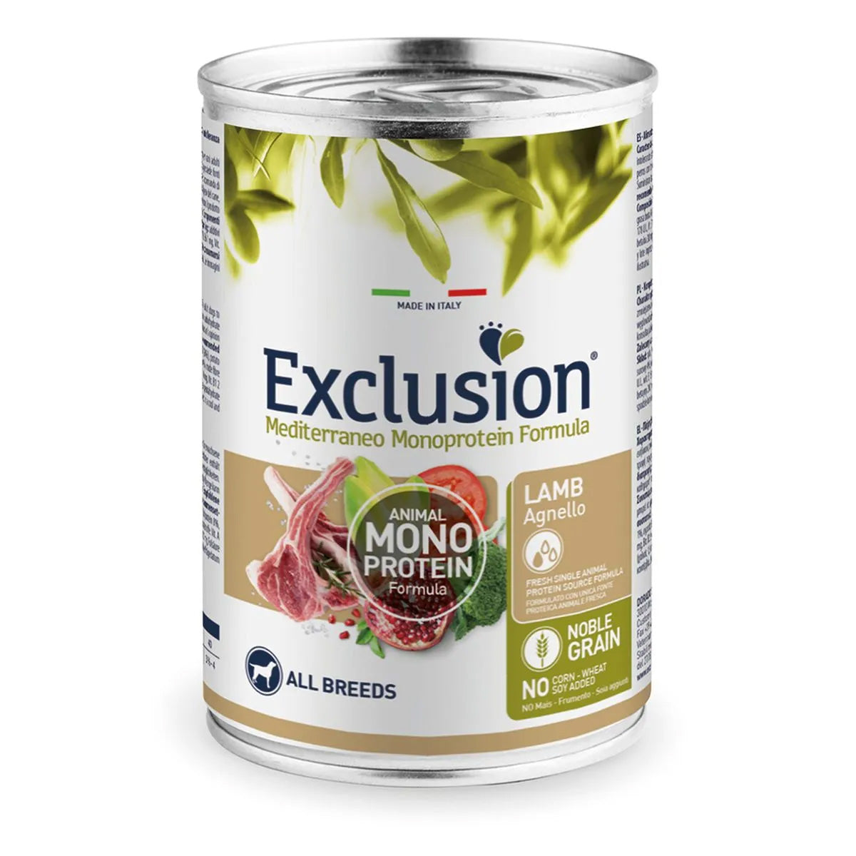 Mangime umido per cani adulti Exclusion Agnello Mediterraneo Monoproteico, lattina 400 g