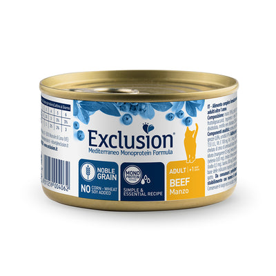 Exclusion Gatto Adulto Umido Manzo Monoproteico – Mediterraneo Noble Grain con manzo, Superfood