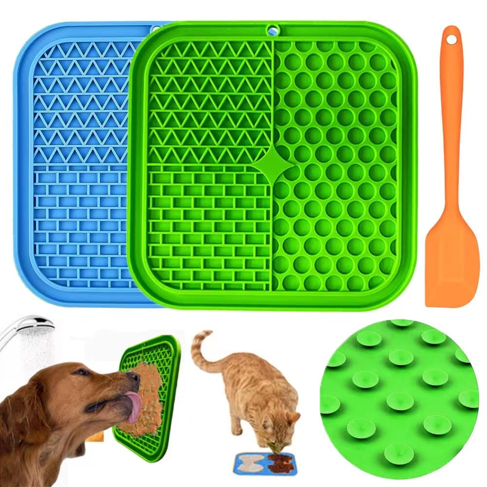 Tappetino da leccare antistress per cani e gatti con ventose, 20x20 cm, include spatola