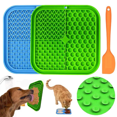 Tappetino da leccare antistress per cani e gatti con ventose, 20x20 cm, include spatola