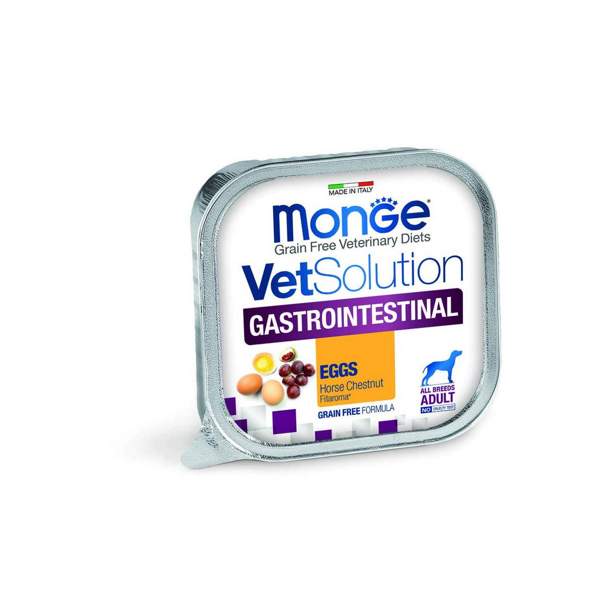 Mangime umido veterinario Monge per cane gastrointestinale, lattina da 150 g con supporto intestinale