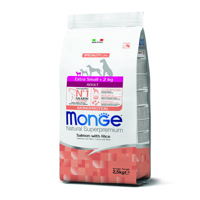 MONGE DRY DOG Extra Small Adult Salmone & riso MONOPROTEIN