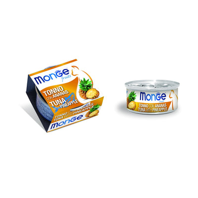Lattina Monge Fruits Tonno con Ananas per gatti adulti, 80 g, alimento complementare umido
