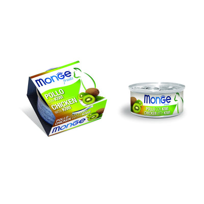 Bocconcini per gatti Monge Fruits pollo e kiwi, lattina 80g