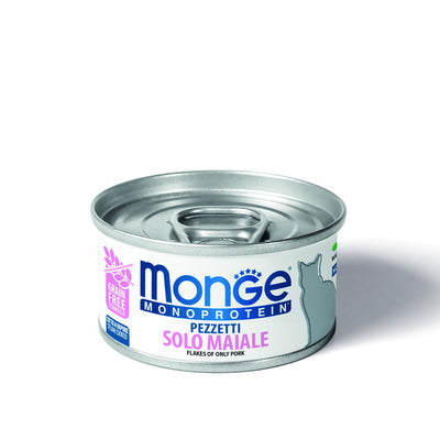 Pezzetti solo maiale Monge monoprotein per gatti in lattina da 80 g