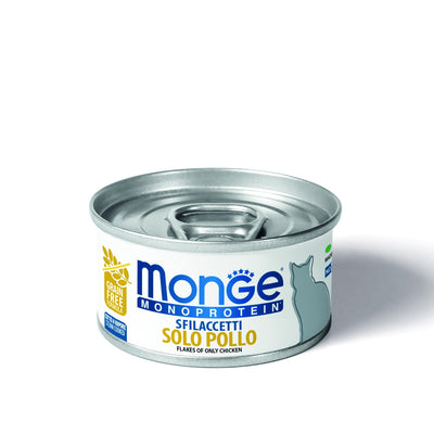 Sfilaccetti Monge Monoprotein per gatti, lattina 80 g, solo pollo