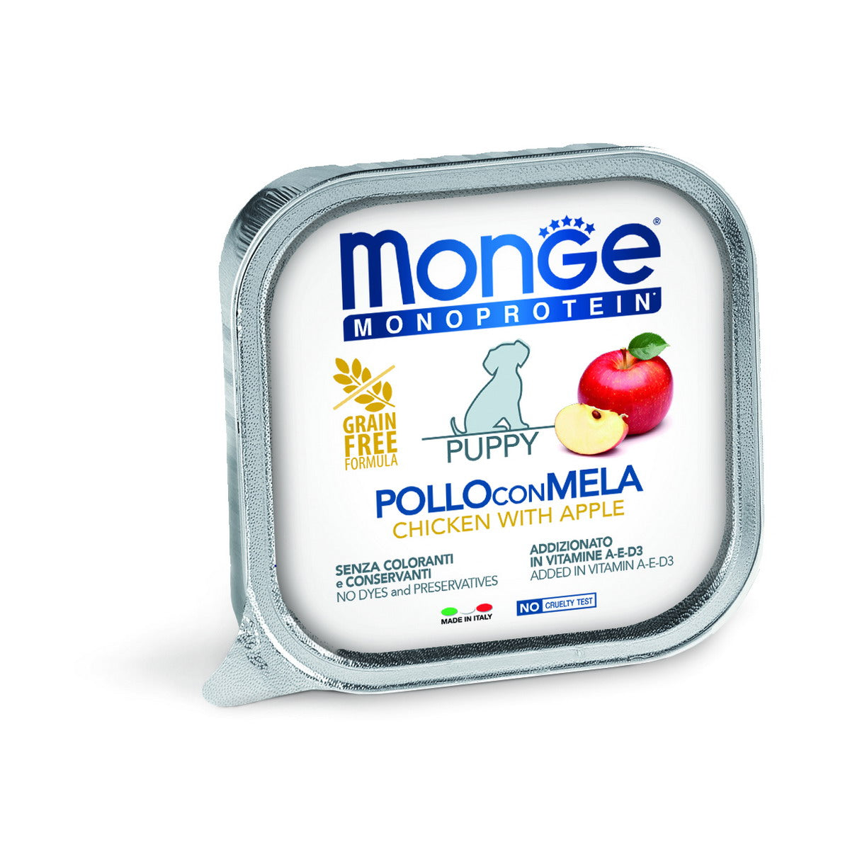 Paté Monge Monoprotein per cani puppy e junior con pollo e mela, vaschetta 150 g