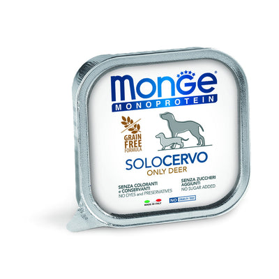 Paté Monge Monoprotein per cani con cervo in vaschetta da 150 g