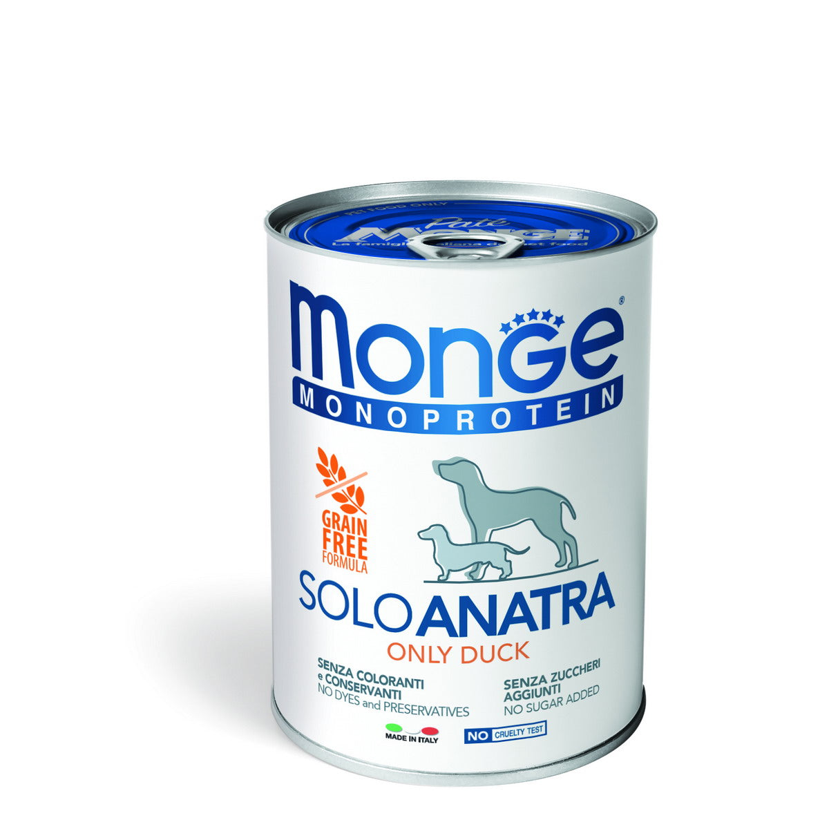 Paté Monge Monoprotein Dog Anatra per cani, lattina 400 g, alimento umido completo