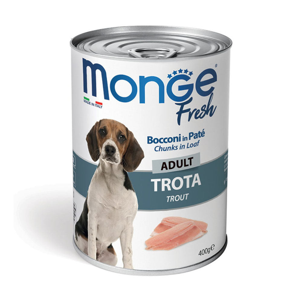 Monge Fresh Dog Adult Trota 400 g – Bocconi in Paté