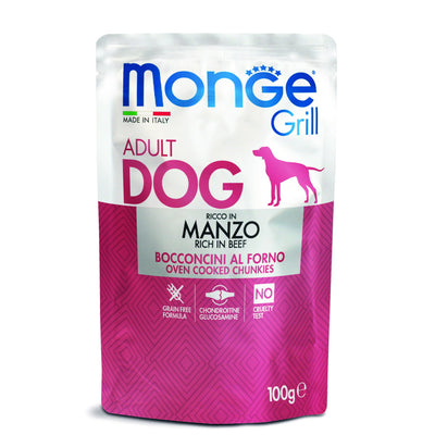 Mangime umido Monge Grill per cani adulti bocconcini manzo 100 g