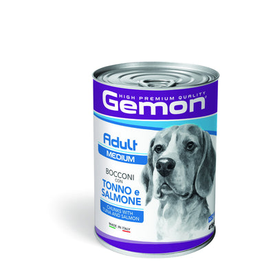 Mangime completo per cani adulti taglia media Gemon bocconi tonno salmone 415g