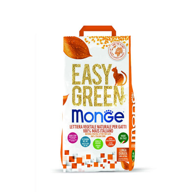 Lettiera vegetale Monge Easy Green 100% mais italiano per gatti, confezione da 3,8 kg