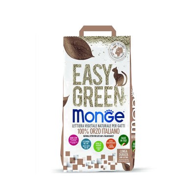 Lettiera vegetale Easy Green Monge per gatti a base di orzo italiano, confezione 3,8 kg
