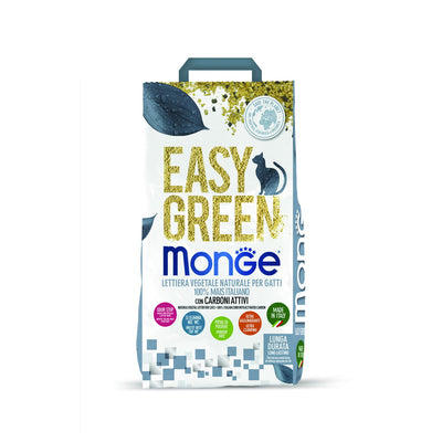 Lettiera vegetale Monge Easy Green mais con carboni attivi per gatti, confezione 3,8 kg