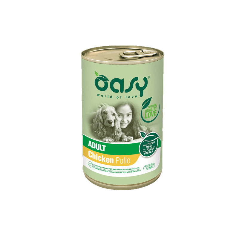 Paté umido Oasy per cani adulti al pollo in lattina 400 g