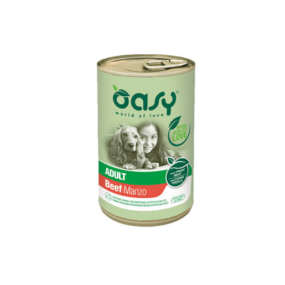 Lattina di mangime umido Oasy Lifestage Adult paté manzo per cani adulti 400 g