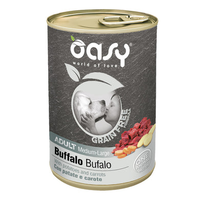 Lattina Oasy Wet Dog Grain Free Bufalo 400g, alimento umido per cani adulti medium e large