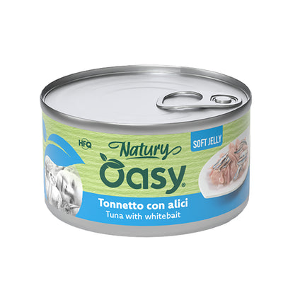 Lattina Oasy Wet Cat Natury tonnetto con alici in gelatina per gatti adulti, 85 g