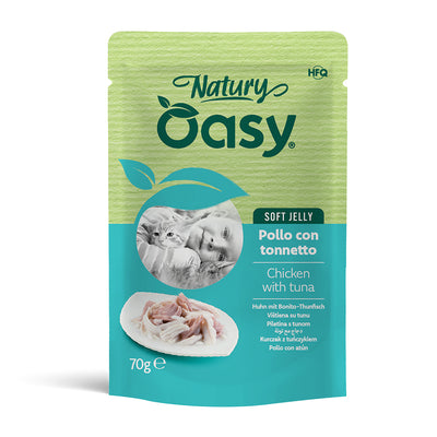 Busta Oasy Wet Cat Natury Soft Jelly pollo e tonnetto 70 g per gatti adulti