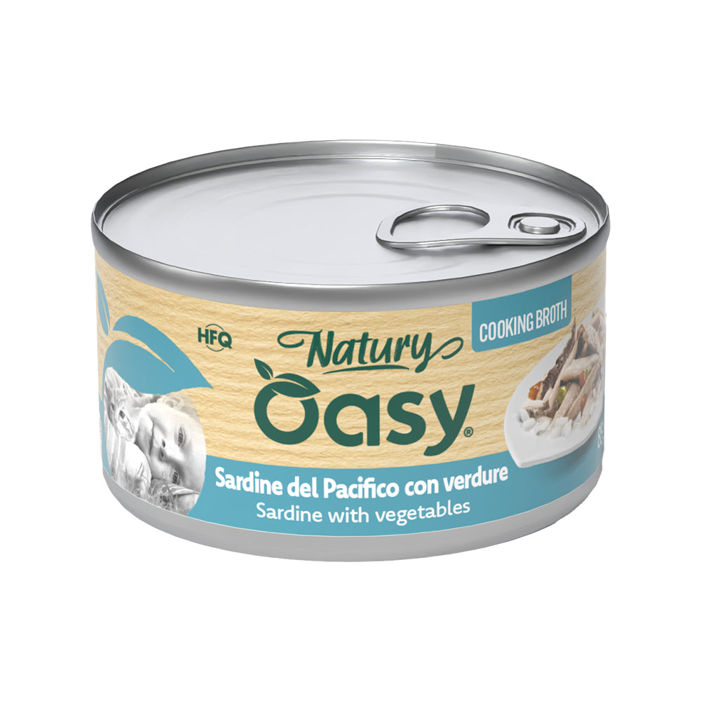 Lattina 85g Oasy Wet Cat Natury Cooking Sardine con Verdure per gatti adulti
