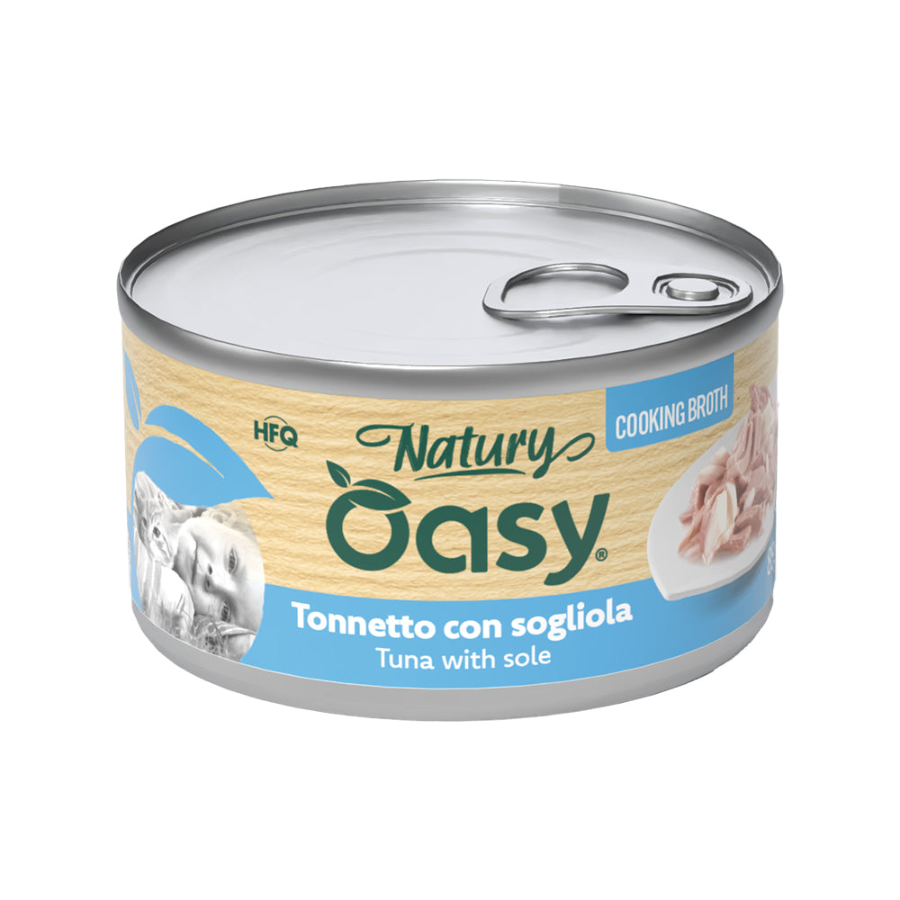 Lattina Oasy Wet Cat Natury Cooking Tonnetto con Sogliola in Brodo 85 g per gatti adulti