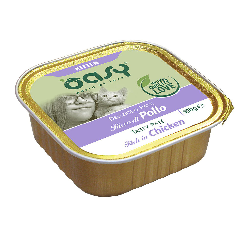 Paté Delizioso Oasy per gattini con pollo in vaschetta 100 g