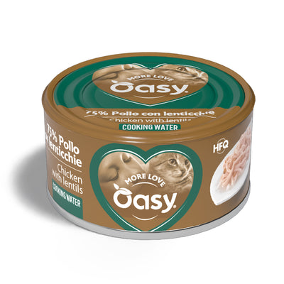 Lattina Oasy Wet Cat More Love pollo con lenticchie 70 g per gatti adulti