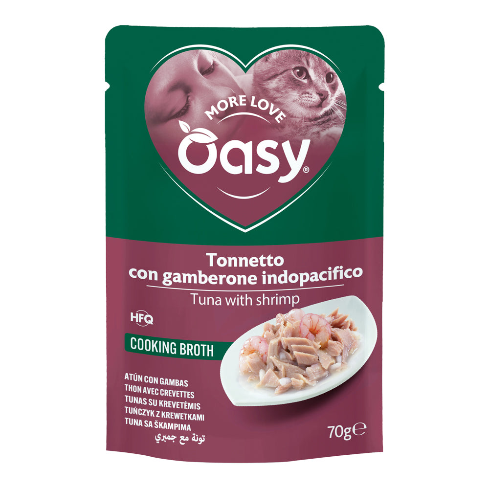 Alimento umido per gatti Oasy Wet Cat tonno con gamberone busta 70 g