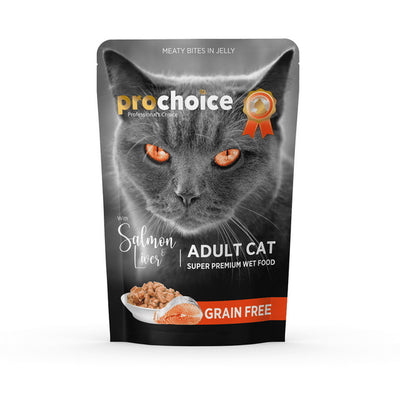 Bocconcini con salmone in gelatina per gatti adulti ProChoice, bustina da 85 g