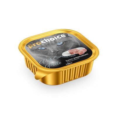 Paté ProChoice con pollo per gatti sterilizzati, vaschetta da 100 g