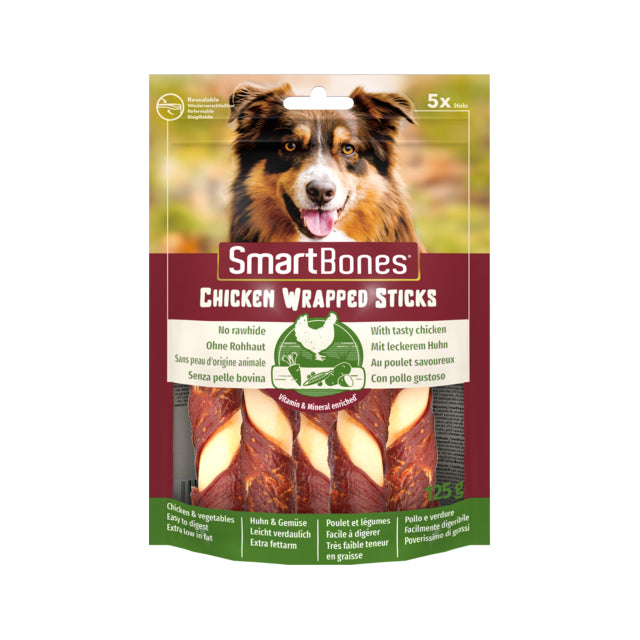 Ossi da masticare SmartBones Chicken Wrapped per cani, confezione da 5 pezzi senza rawhide