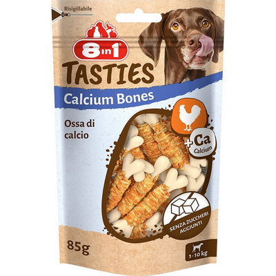 Snack per cani toy con osso di calcio e petto di pollo 8in1 Tasties, 85 g