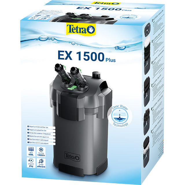 Filtro esterno Tetratec EX 1500 Plus per acquari 300-600 litri con valvole regolabili e ventosa