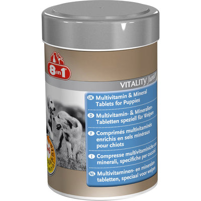 Compresse multivitaminiche 8in1 per cuccioli in barattolo da 100 compresse, 185 ml