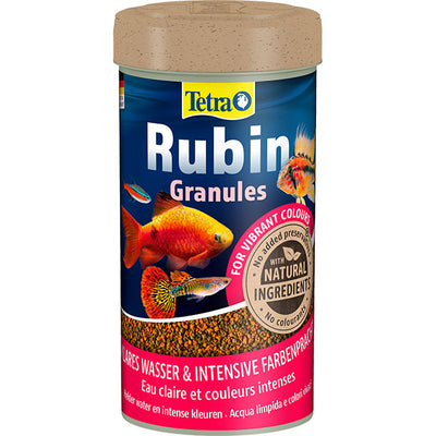 Mangime in granuli TetraRubin per pesci ornamentali, formato 250 ml con dosatore incluso
