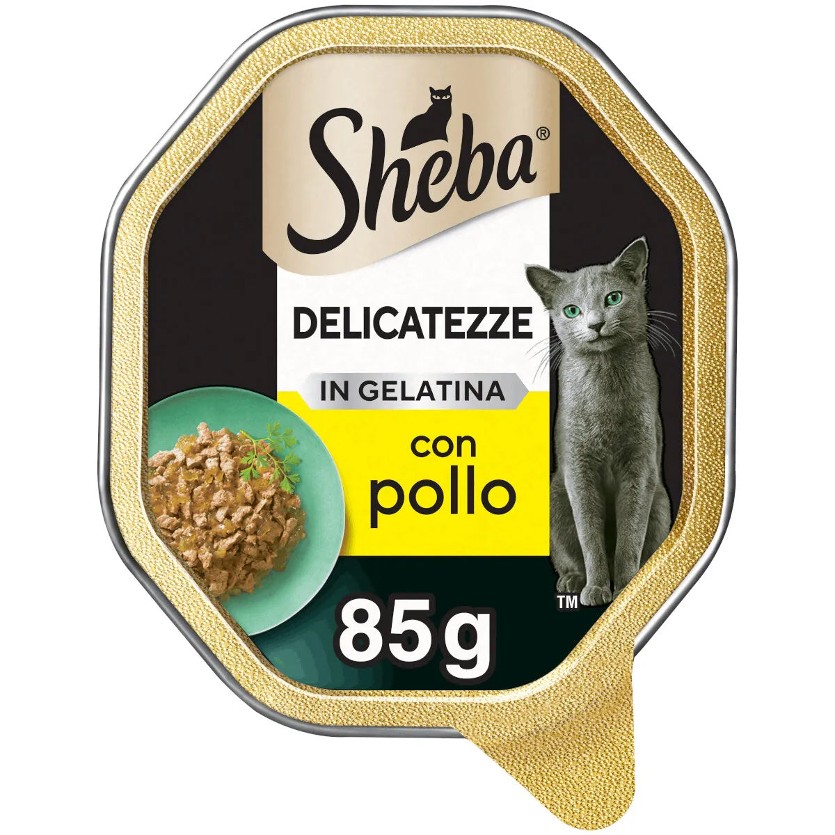 Bocconcini in gelatina Sheba Delicatezze per gatti al pollo, vaschetta 85 g