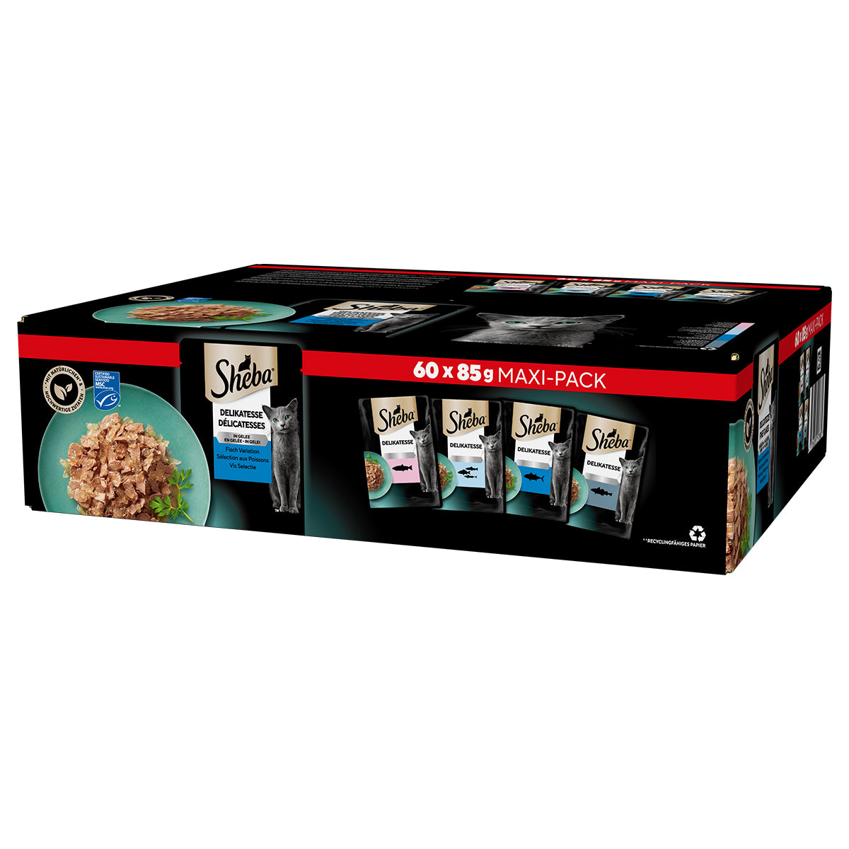 Sheba Delicatezze Selezione del Mare in Gel per gatti adulti, multipack 40 bustine da 85g