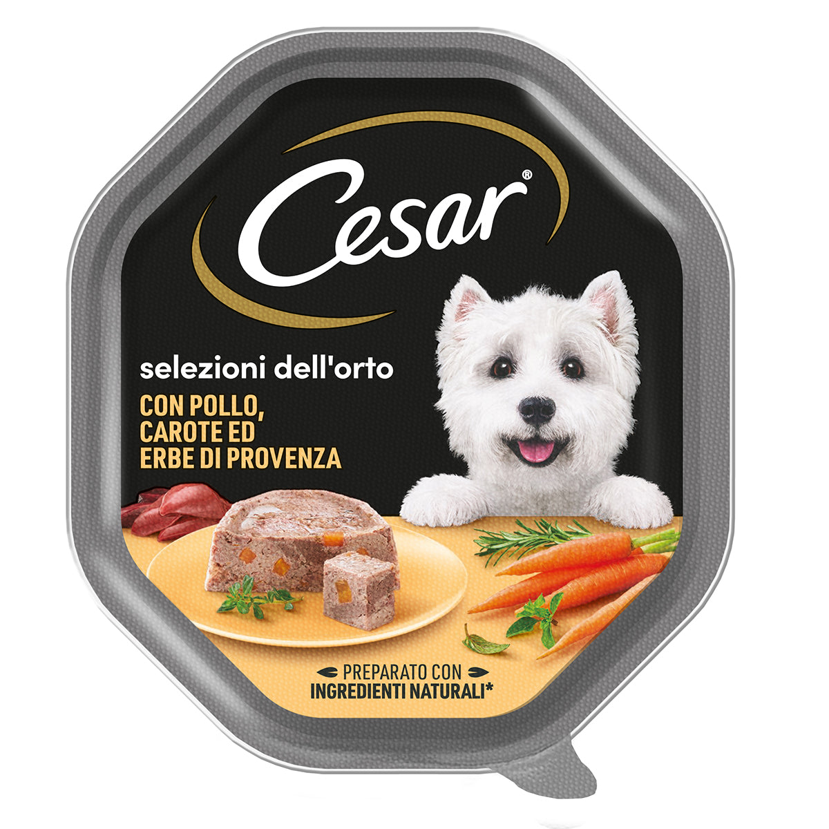 Cesar Selezioni dell'Orto Pollo e Carote alimento umido per cani 150 g vaschetta