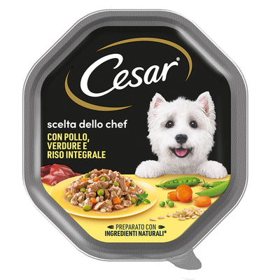 Alimento umido Cesar Scelta dello Chef con pollo, riso e verdure, vaschetta da 150 g per cani