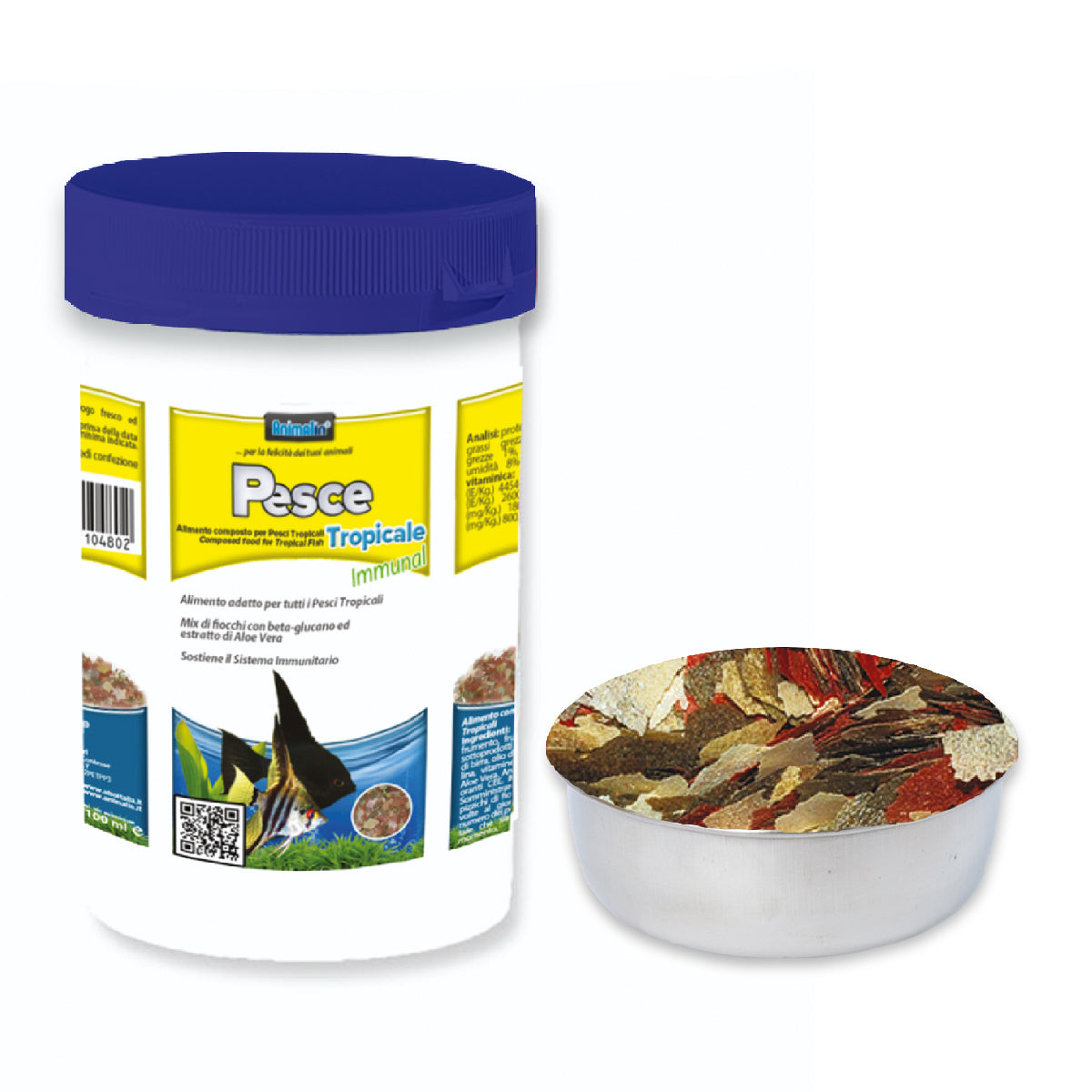 Mangime in fiocchi galleggianti a 3 colori per pesci tropicali con beta-glucano e Aloe Vera