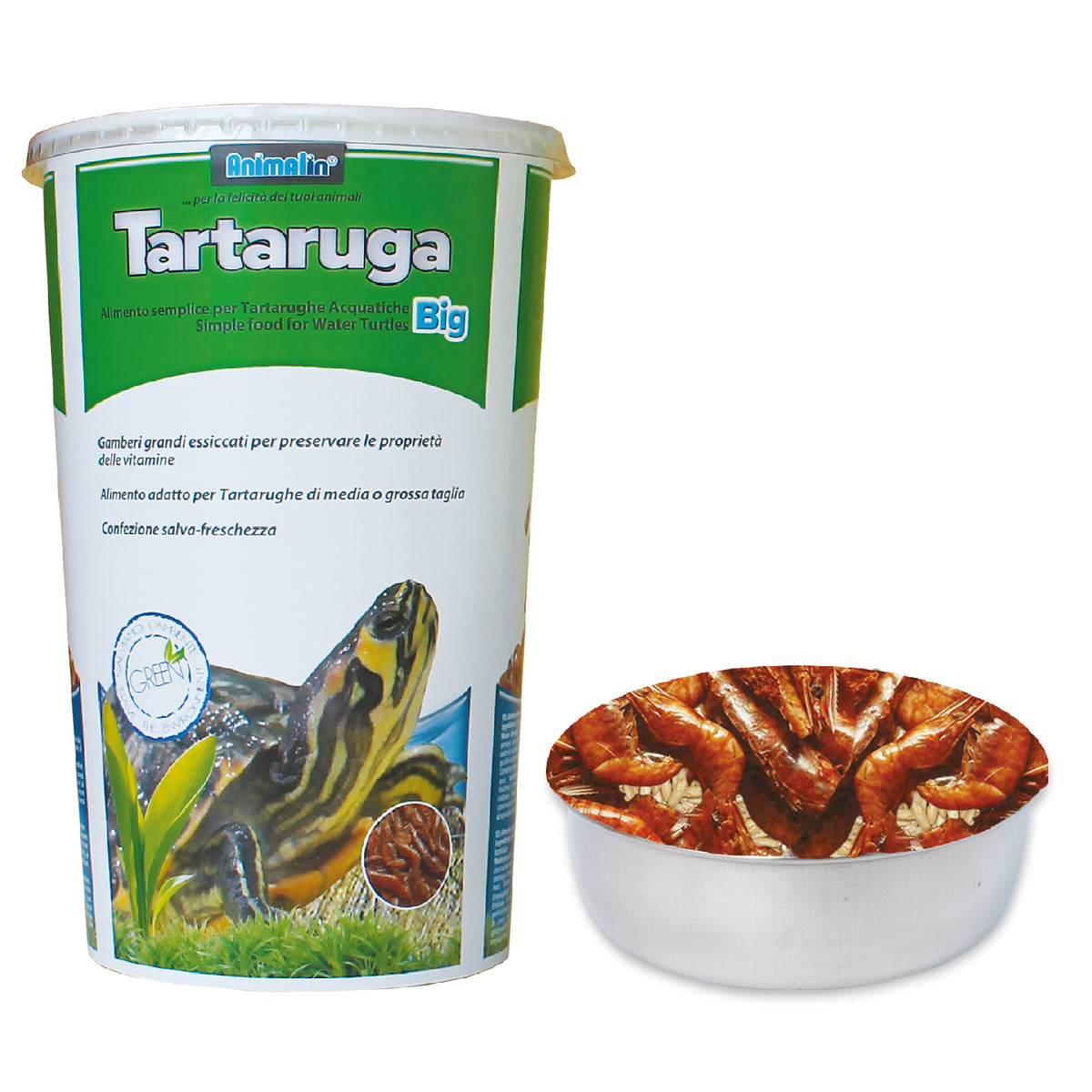 Mangime per tartarughe acquatiche gamberi grandi essiccati in confezione eco big cartone