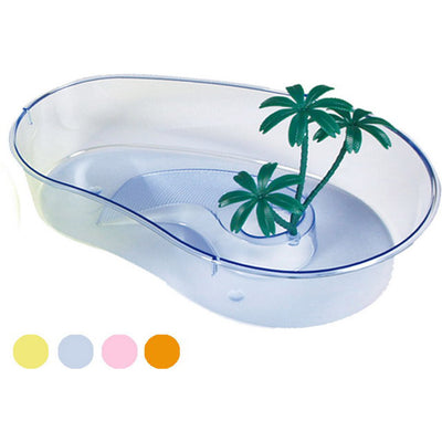 Tartarughiera Capri in plastica colorata con isola centrale e palme decorative per tartarughe