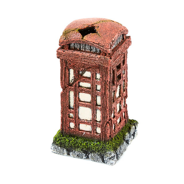 Decorazione cabina telefonica per acquario, 6,7 x 6,7 x 12,7 cm, materiale resistente