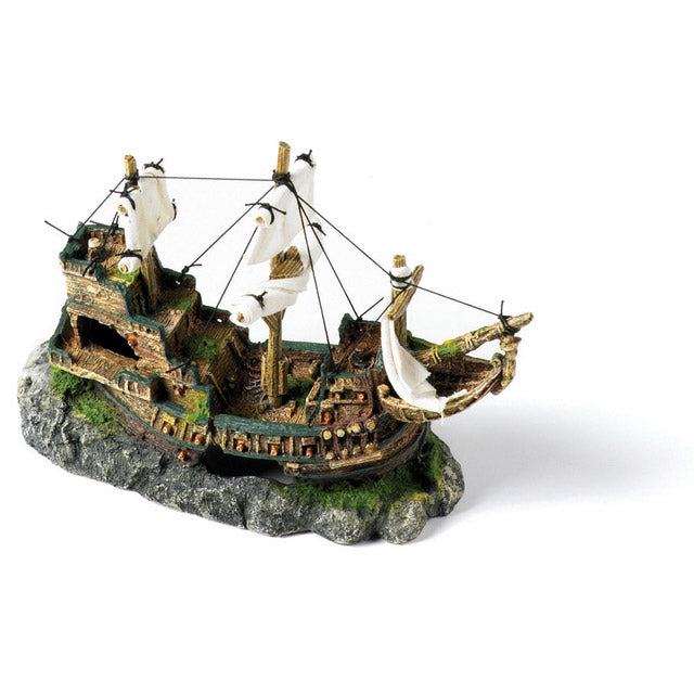 Decorazione galeone con vele per acquari, 33 x 13 x 23 cm, materiale sicuro atossico