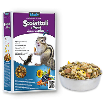 Alimento composto per scoiattoli e topini Plus Più con pellet vitaminizzati, frutta disidratata e semi, 800 g