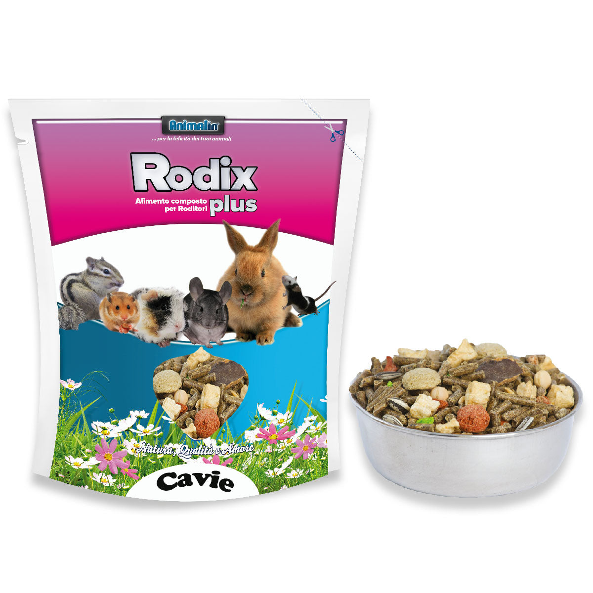 Mix Cavie Plus alimento composto con pellet arricchito Vitamina C per cavie, 750 g