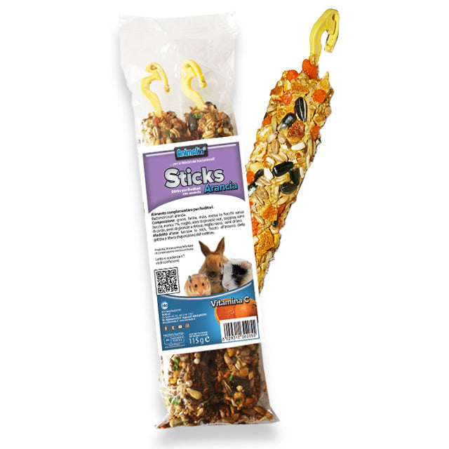 Sticks per roditori all'arancia con gancio, bastoncini complementari da 115 g