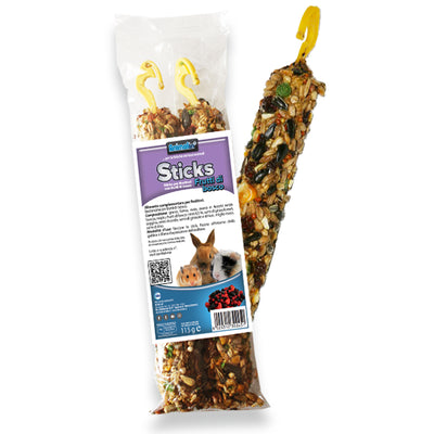Sticks per roditori ai frutti di bosco, bastoncini con gancio di sospensione, confezione 115 g